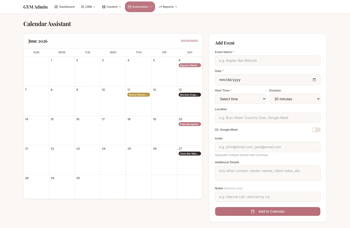 Gott You Media booking calendar showing every event and booking in one view, synced with Google Calendar.