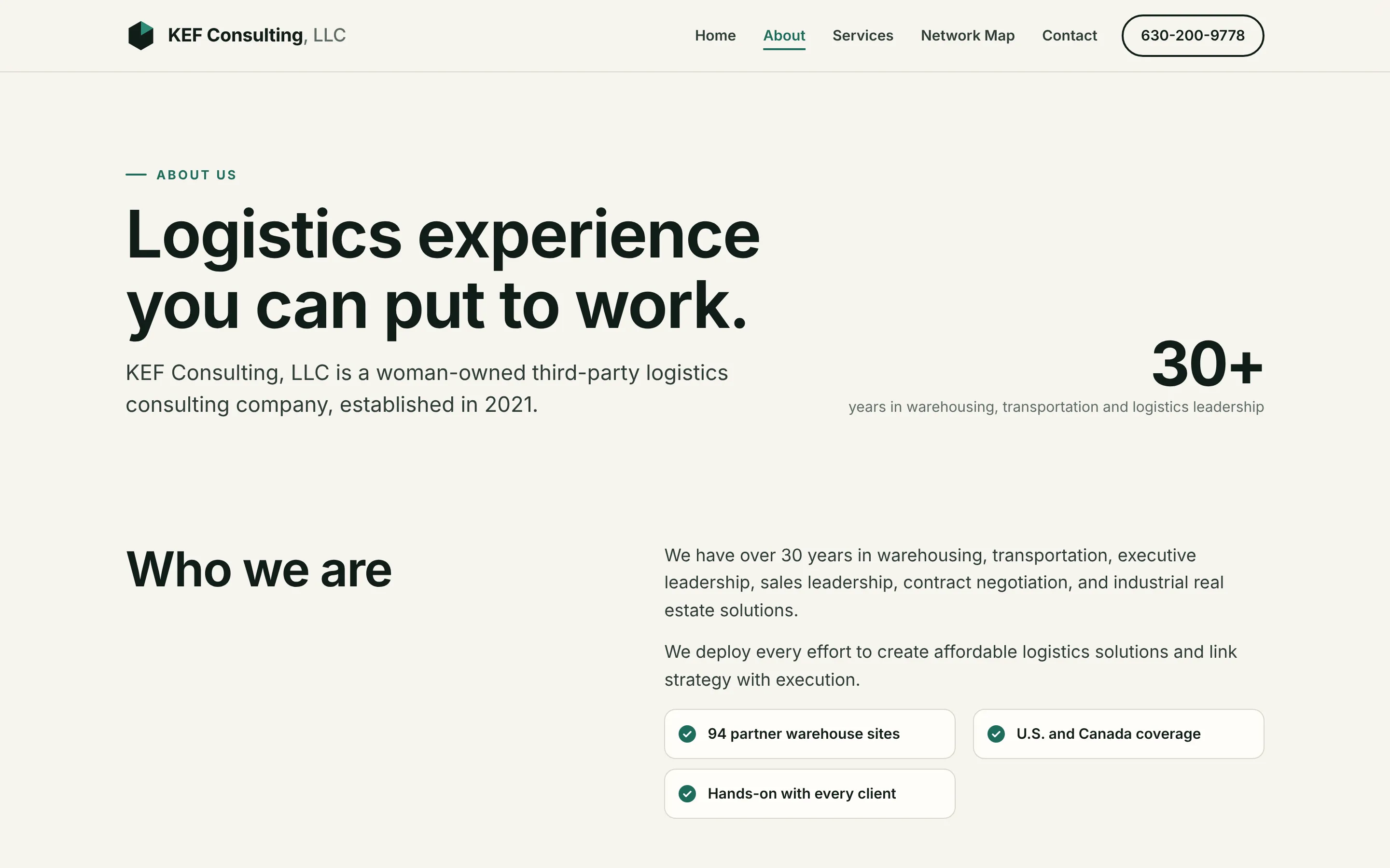 KEF Consulting about page: logistics experience you can put to work.